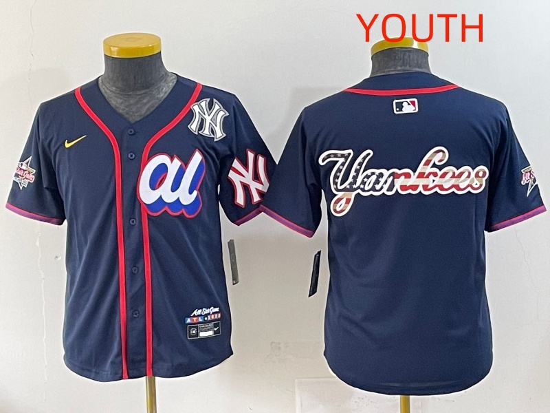 Youth 2025 New York Yankees Blank Drak Blue All star Blank Blue Nike MLB Jersey style 18